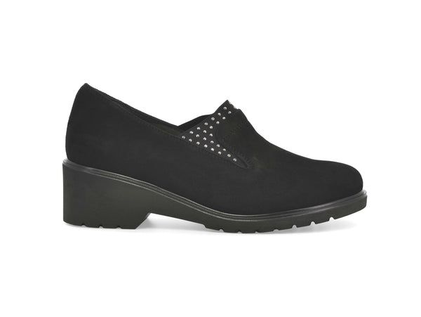 Melluso Mocassino Donna Nero in Camoscio con Borchie